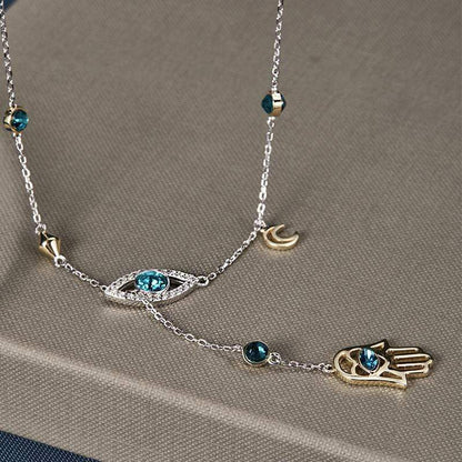 Zilveren Hamsa Ketting met Kristal - Nayomi
