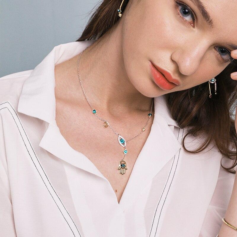 Zilveren Hamsa Ketting met Kristal - Nayomi