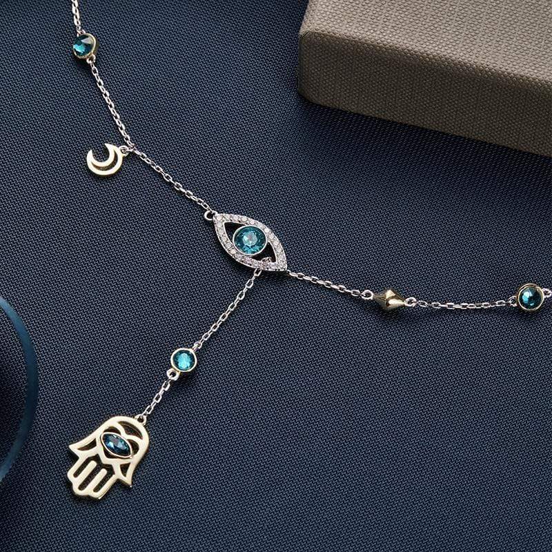 Zilveren Hamsa Ketting met Kristal - Nayomi