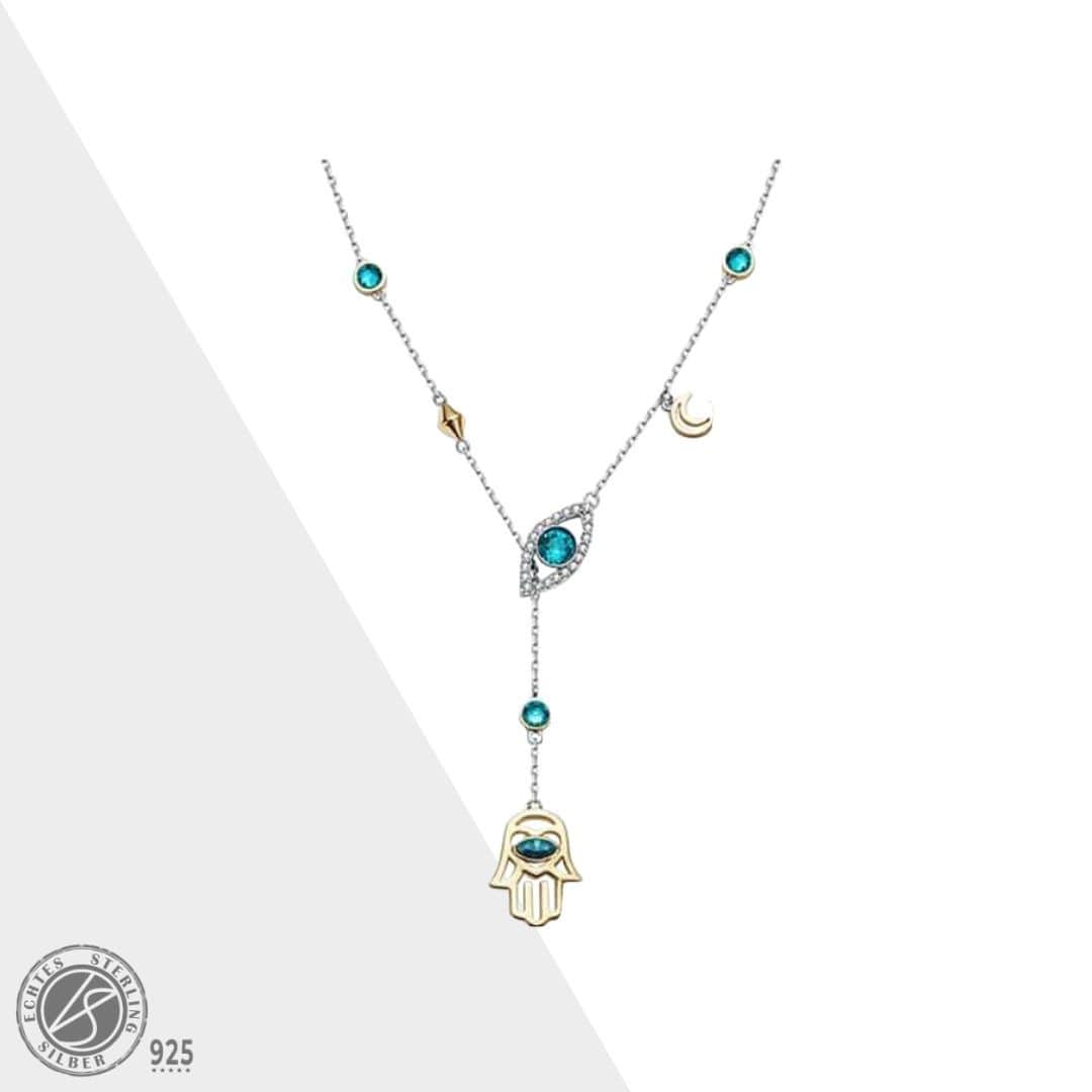 Zilveren Hamsa Ketting met Kristal - Nayomi - Mode Vibes