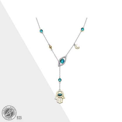 Zilveren Hamsa Ketting met Kristal - Nayomi - Mode Vibes