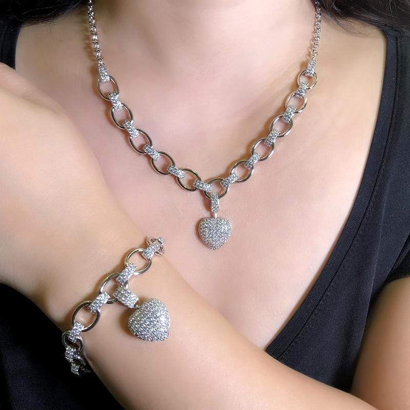 Zirkonia Sieradenset Elegant met Halsketting en Oorbellen
