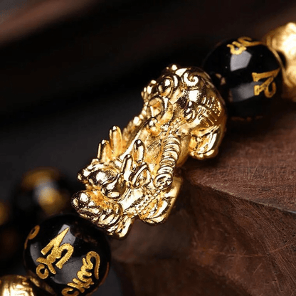 Zwarte Obsidiaan Armband met Pi Xiu Beschermingsamulet