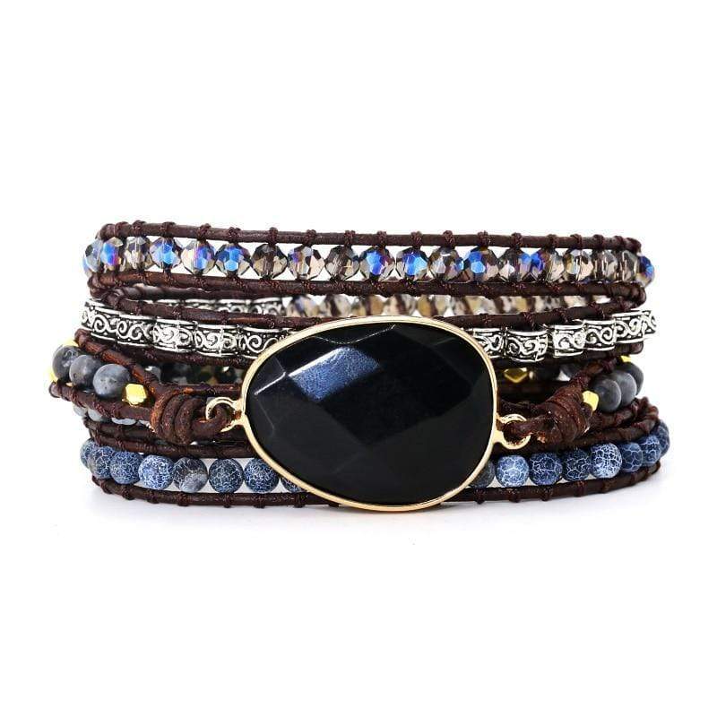 Onyx Armband Wikkelstijl Zwart Edelsteen Sieraad