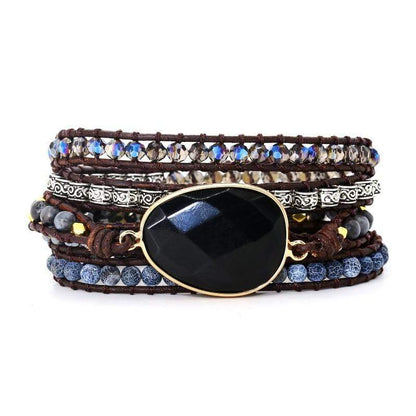 Onyx Armband Wikkelstijl Zwart Edelsteen Sieraad