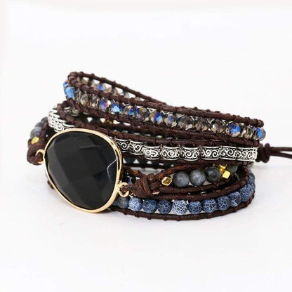 Onyx Armband Wikkelstijl Zwart Edelsteen Sieraad