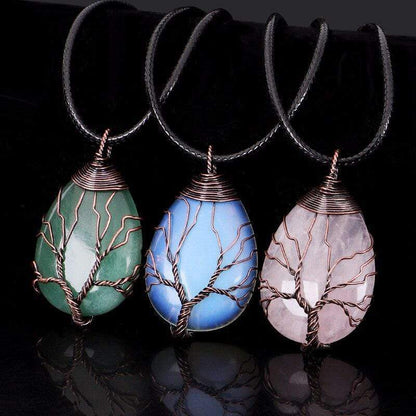 Rozenkwarts Ketting Druppelvormig Amelisse Edelsteen Sieraden