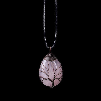 Rozenkwarts Ketting Druppelvormig Amelisse Edelsteen Sieraden - Mode Vibes