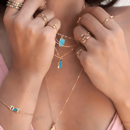 Turkoois Ketting Multilaags Blauw Gouden Halsketting