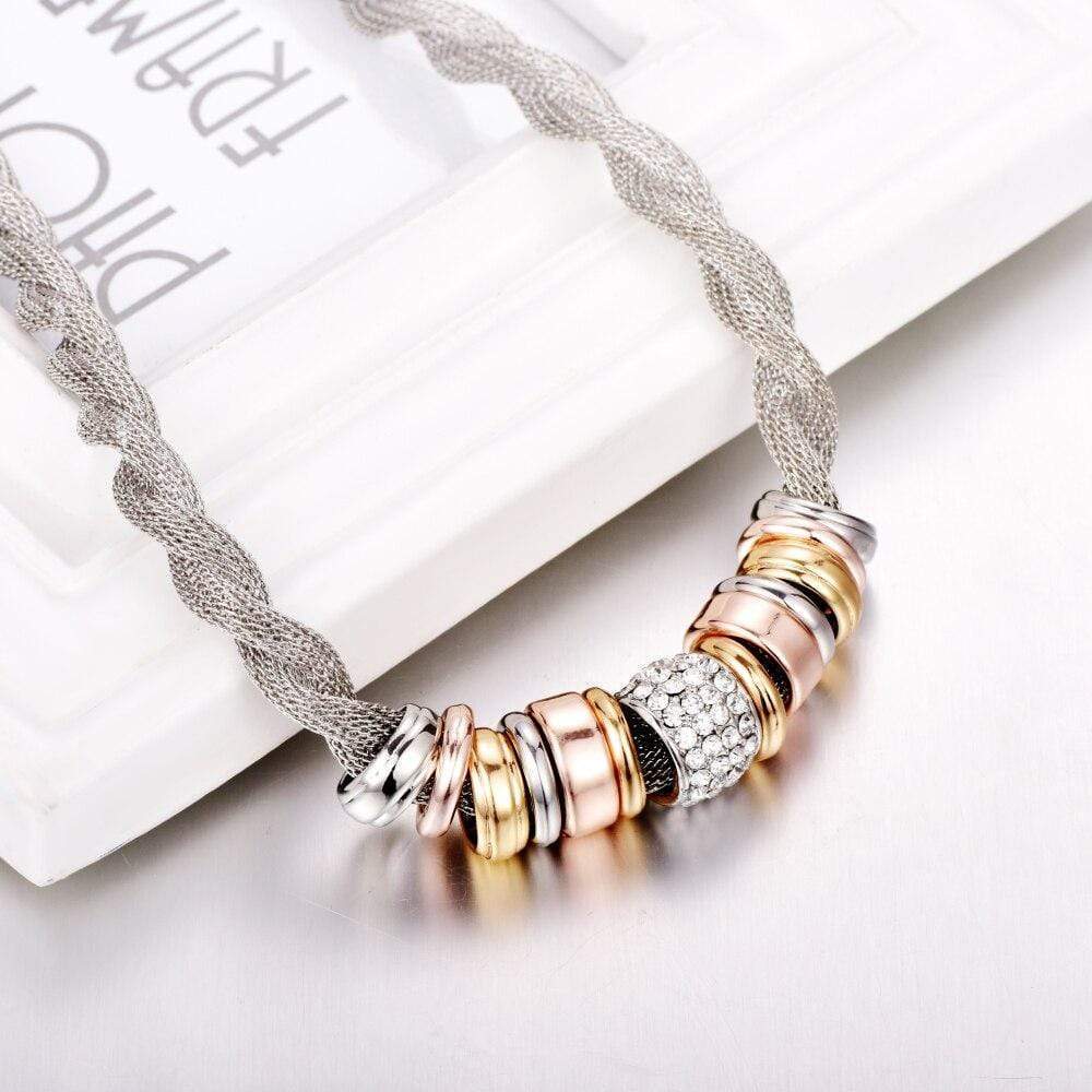 Ketting Halsketting Gevlochten Zilverkleurig Modieus