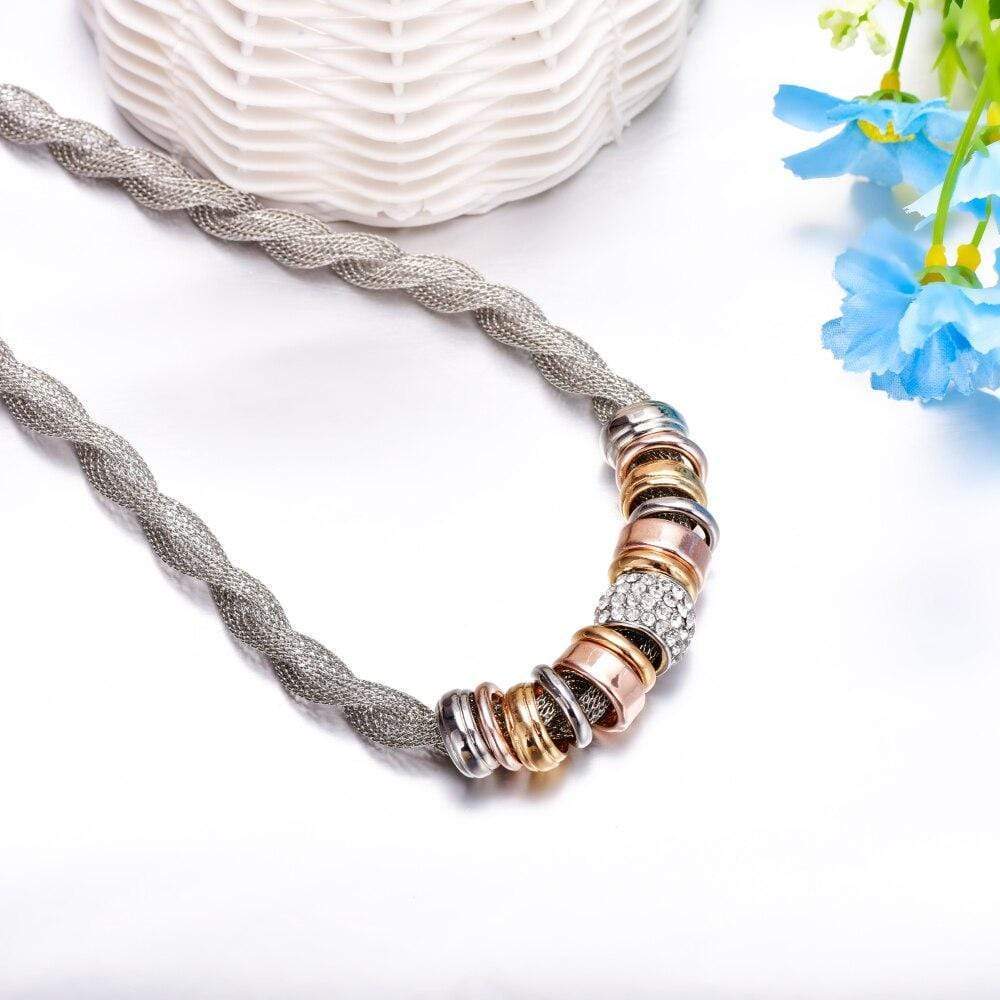 Ketting Halsketting Gevlochten Zilverkleurig Modieus