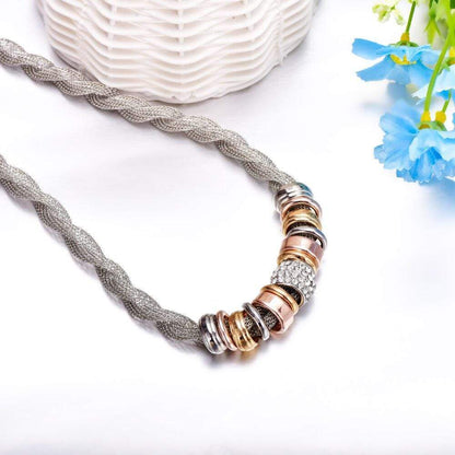Ketting Halsketting Gevlochten Zilverkleurig Modieus