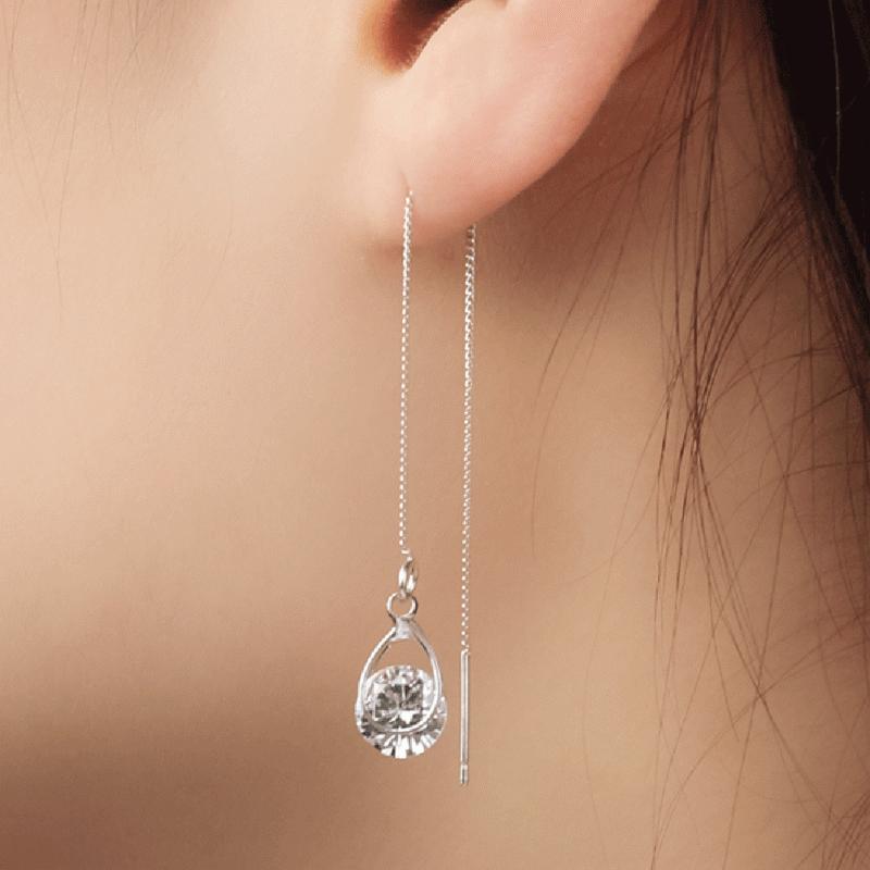 Druppel Oorbellen met Strass Lange Glanzend - Mode Vibes