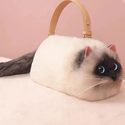 KittenBag | Realistische kattentas voor vrouwen in de kleur Zwart voor dames in stijl geschikt voor alle seizoenen.