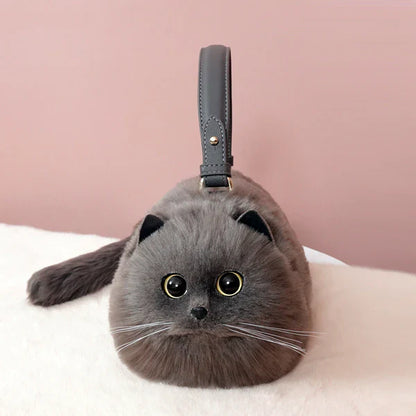 KittenBag | Realistische kattentas voor vrouwen in de kleur Zwart voor dames in stijl geschikt voor alle seizoenen.