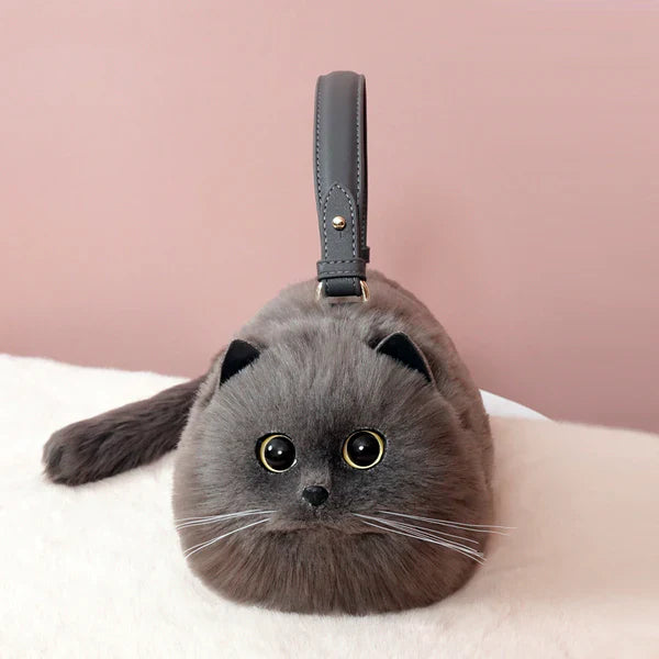 KittenBag | Realistische kattentas voor vrouwen in de kleur Grijs voor dames in stijl geschikt voor alle seizoenen.