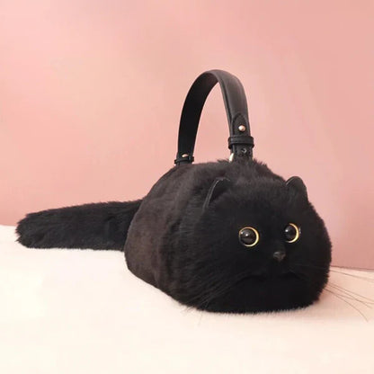 KittenBag | Realistische kattentas voor vrouwen in de kleur Zwart voor dames in stijl geschikt voor alle seizoenen.