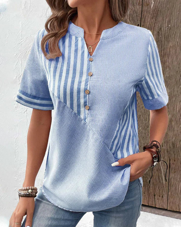 Vrouwelijke Katoenen Blouse Elegante Stijl - Mode Vibes