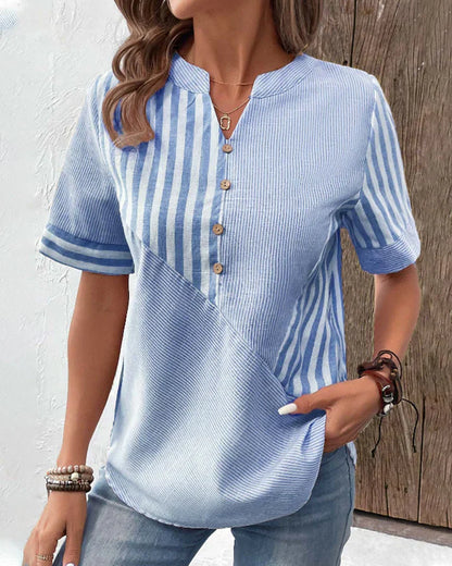 Vrouwelijke Katoenen Blouse Elegante Stijl - Mode Vibes