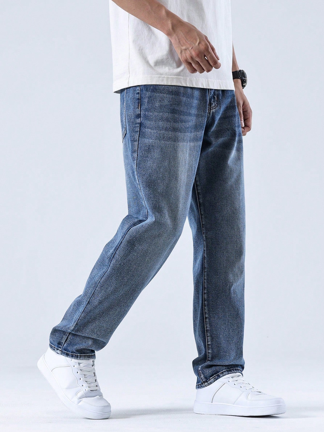 Herenjeans Recht Casual Gewassen Blauw - Mode Vibes