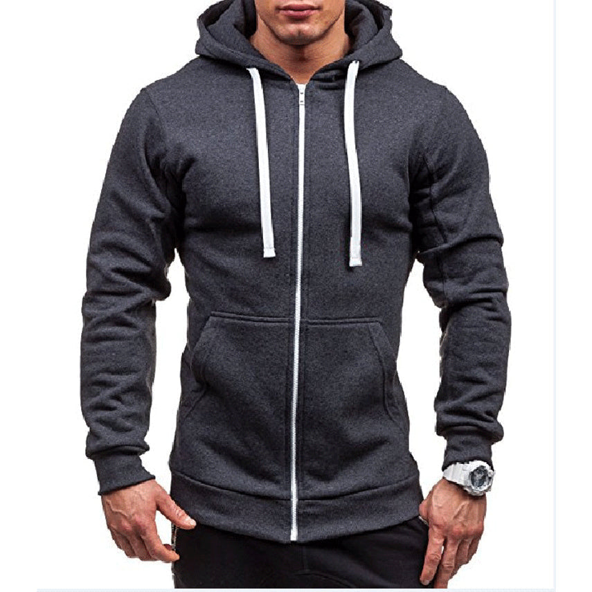 Heren Fleece Hoodie Winddicht Met Rits En Koorden - Mode Vibes