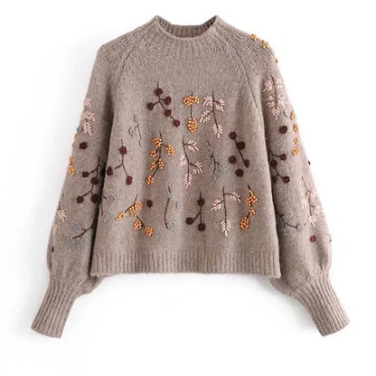 Lely | Comfortabele zachte trui voor dames met herfst print in de kleur Bruin voor dames in Lounge stijl ideaal voor de herfst.