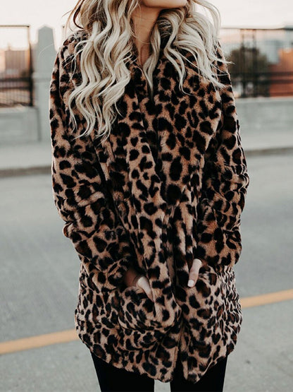Luipaardprint Winterjas Dames Comfortabel Warm
