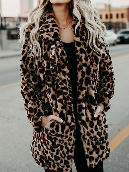 Luipaardprint Winterjas Dames Comfortabel Warm