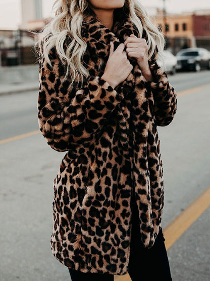 Luipaardprint Winterjas Dames Comfortabel Warm