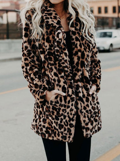 Luipaardprint Winterjas Dames Comfortabel Warm