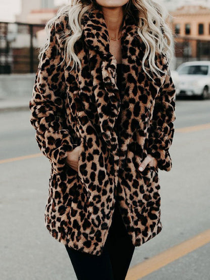 Luipaardprint Winterjas Dames Comfortabel Warm