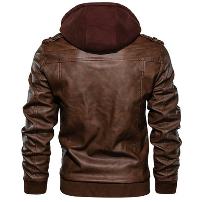 Leren Jack in met voering en capuchon voor mannen in de kleur Zwart voor heren in stijl ideaal voor de herfst.