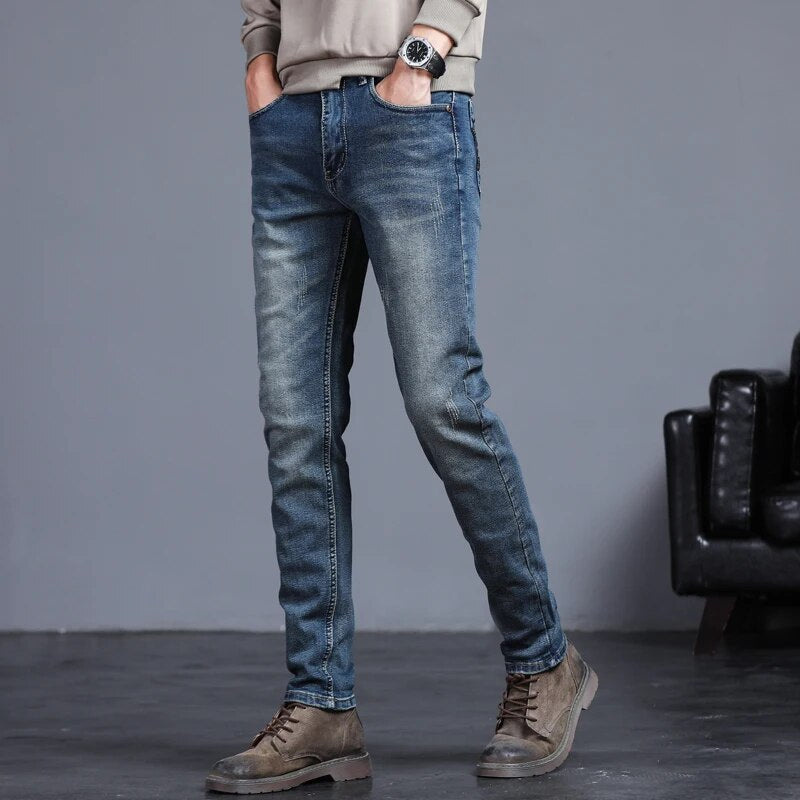 Mannen Biker Jeans Trendy Zwart Stretch - Mode Vibes