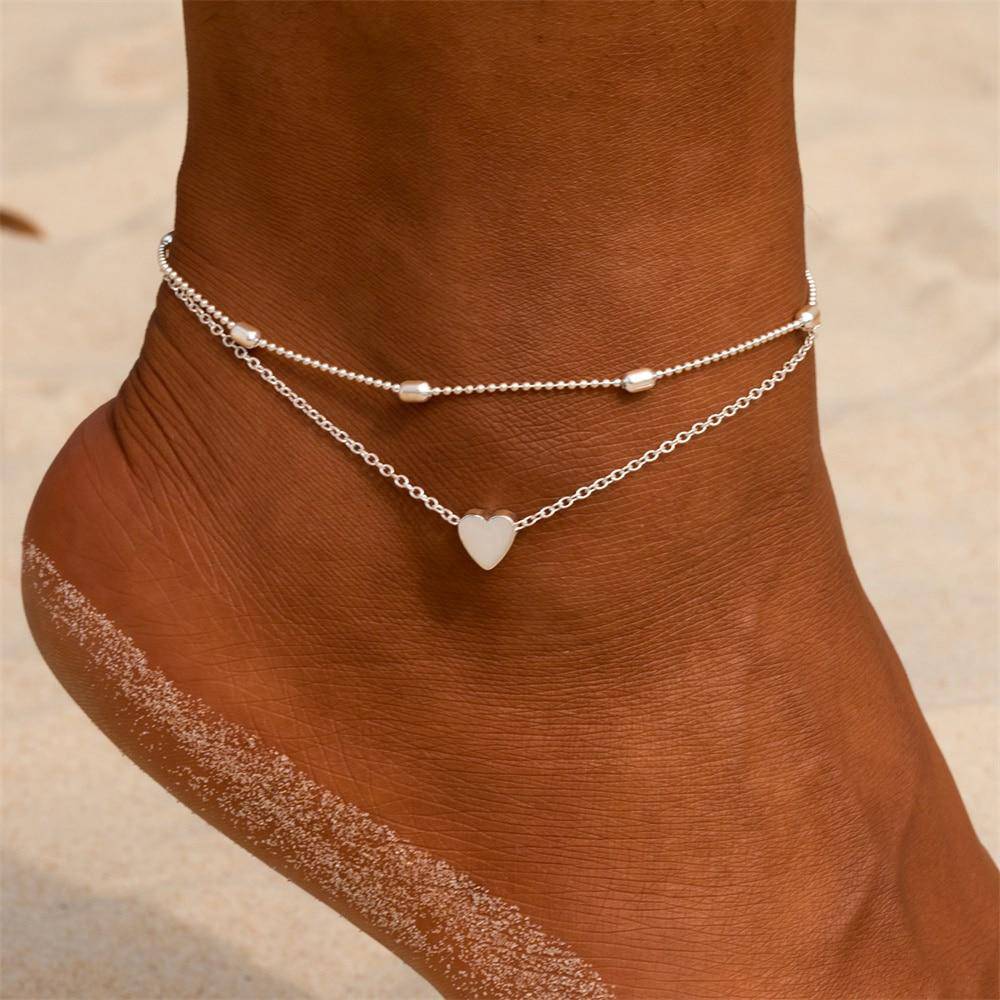 Hartjes Enkelband Zilver Stijlvol voor Vrouw - Mode Vibes