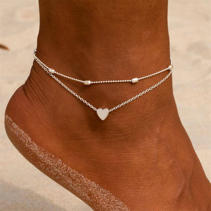 Hartjes Enkelband Zilver Stijlvol voor Vrouw - Mode Vibes