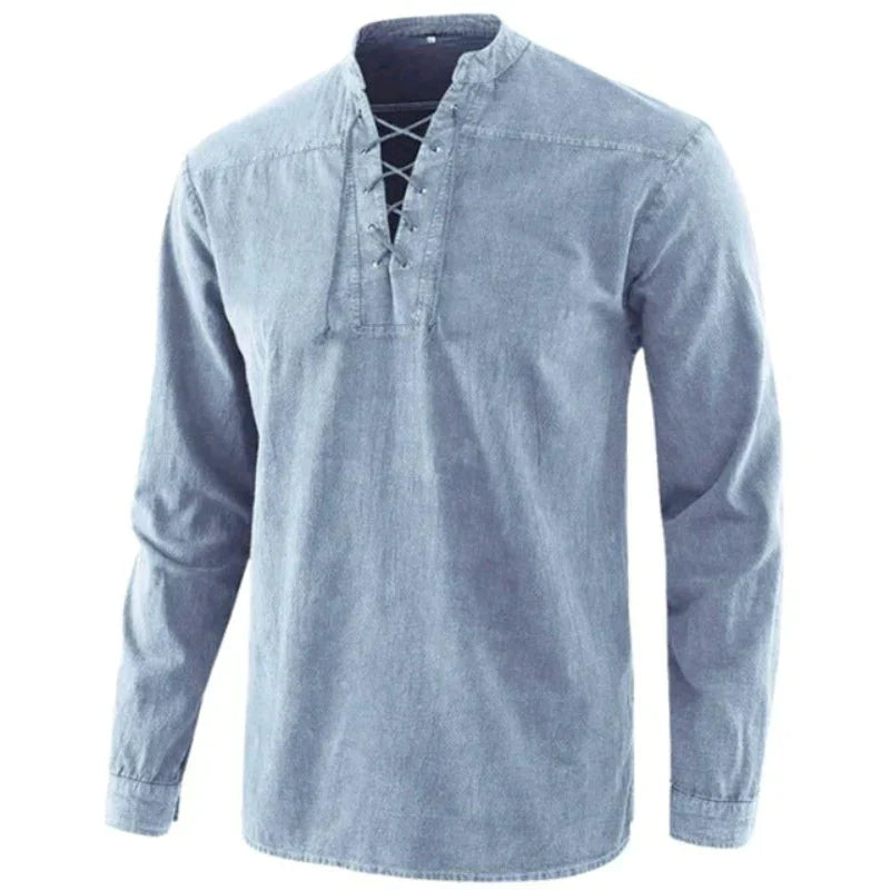 Heren V-hals Shirt Casual Katoen