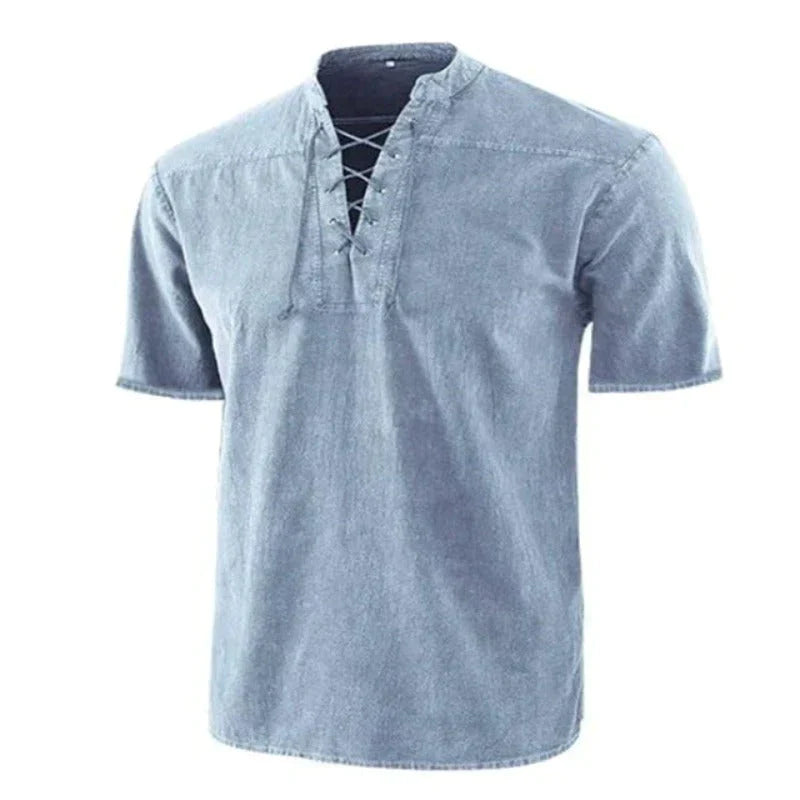 Heren V-hals Shirt Casual Katoen - Mode Vibes
