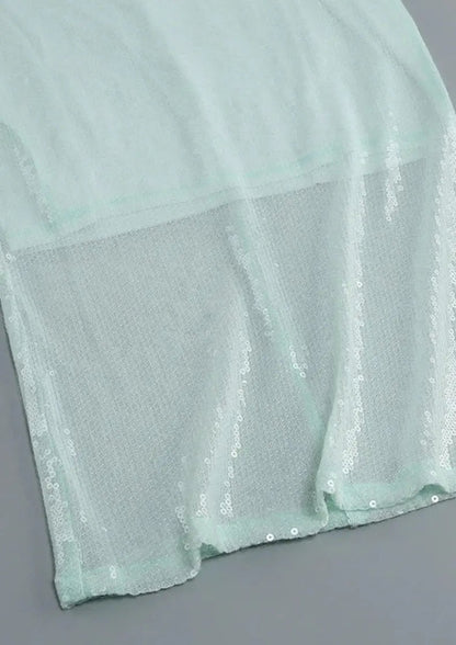 Mintgroene Glitter Jurk Lange Mouwen Dames