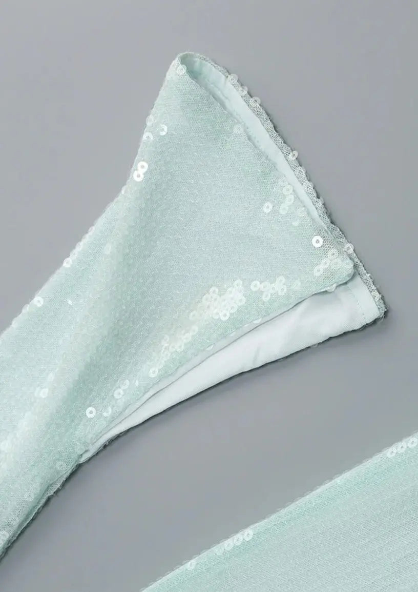 Mintgroene Glitter Jurk Lange Mouwen Dames