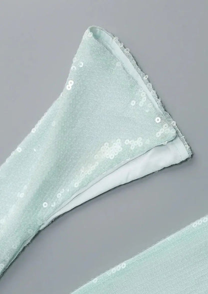 Mintgroene Glitter Jurk Lange Mouwen Dames