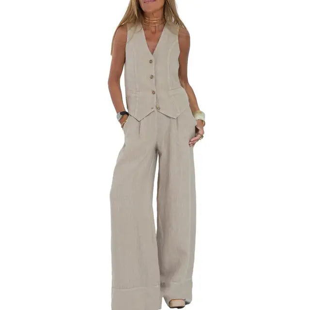 Loose Set Vest en Broek Stijlvol voor Vrouw - Mode Vibes