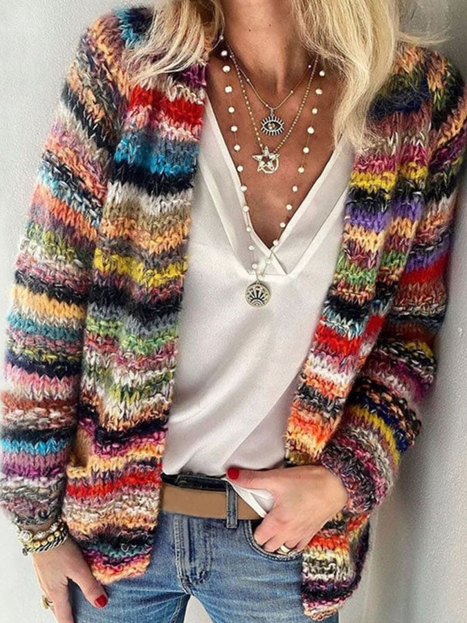 Kleurrijk Gebreid Vest voor Dames - Mode Vibes