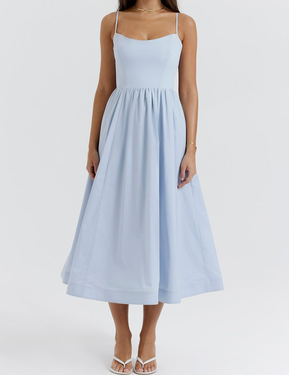 Elegante Strapless Jurk voor Vrouw Midi Lengte