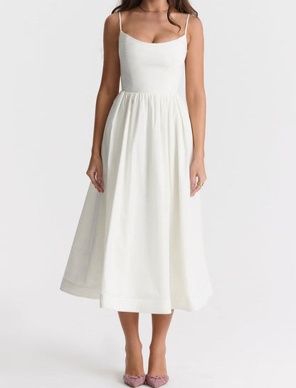 Elegante Strapless Jurk voor Vrouw Midi Lengte