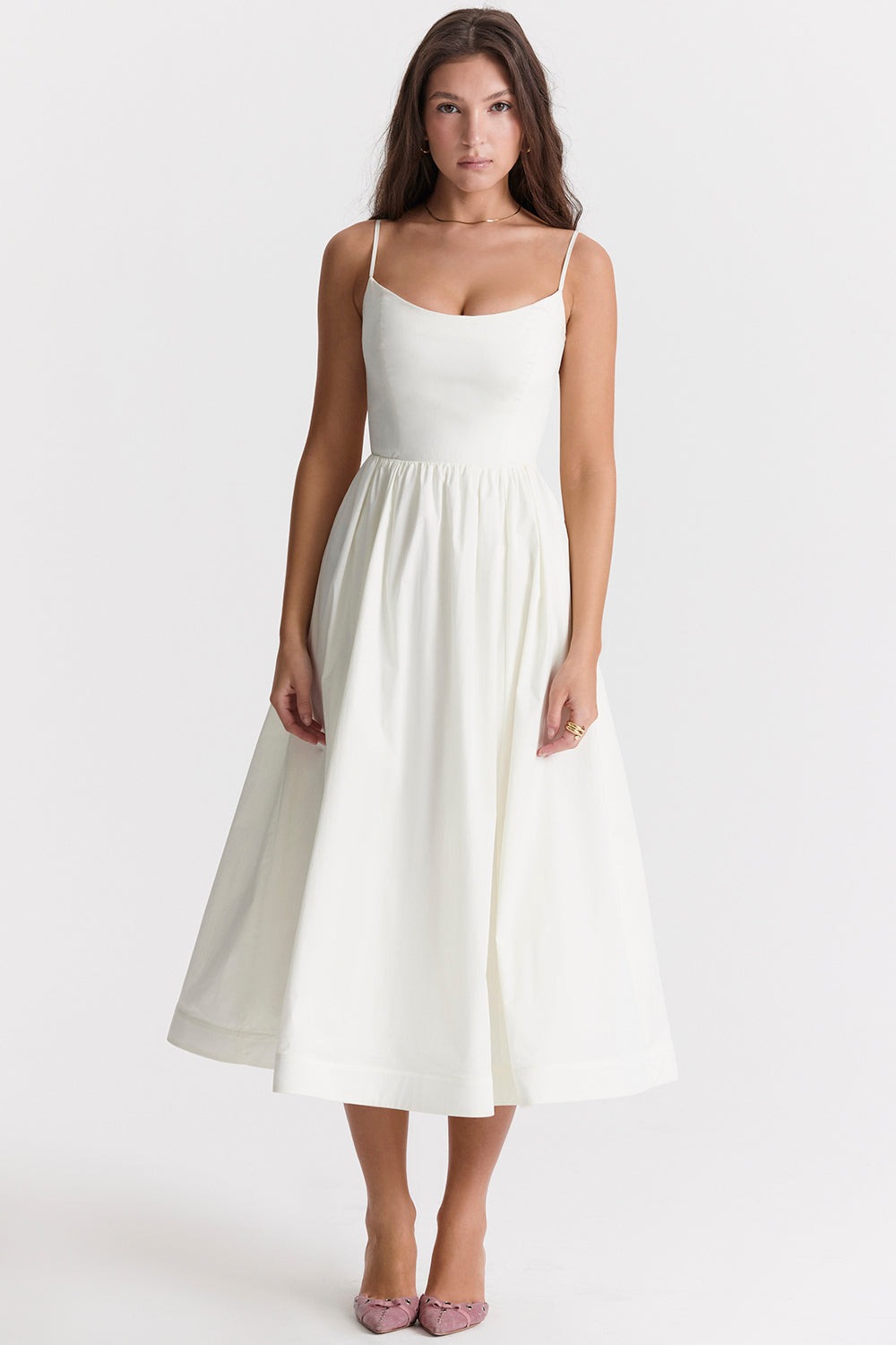 Elegante Strapless Jurk voor Vrouw Midi Lengte