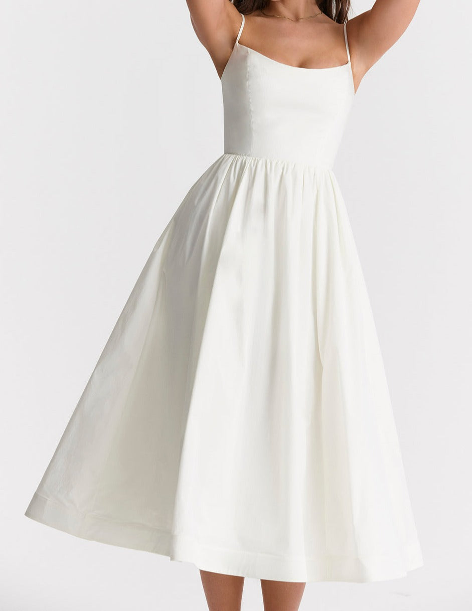 Elegante Strapless Jurk voor Vrouw Midi Lengte