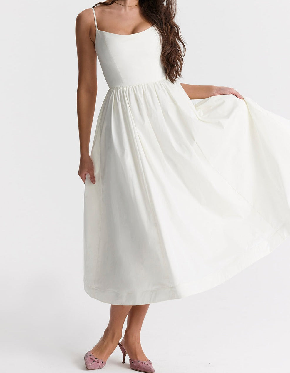 Elegante Strapless Jurk voor Vrouw Midi Lengte