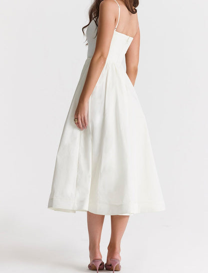 Elegante Strapless Jurk voor Vrouw Midi Lengte