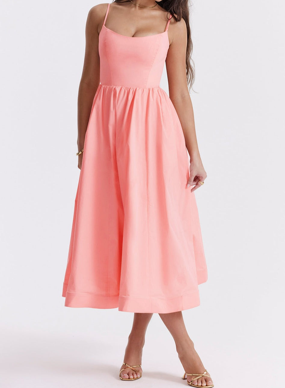 Elegante Strapless Jurk voor Vrouw Midi Lengte