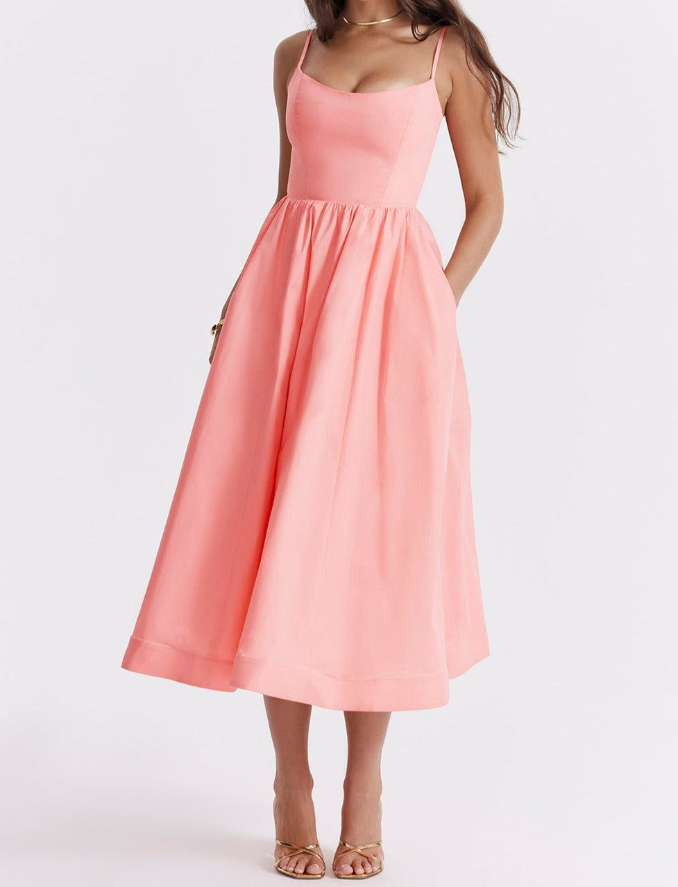 Elegante Strapless Jurk voor Vrouw Midi Lengte